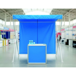 Plooibare promotiestand in aluminium, bedrukt