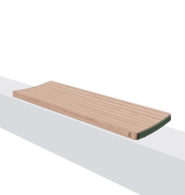 Wandbank zonder rugleuning in hout en staal (1,8 m)