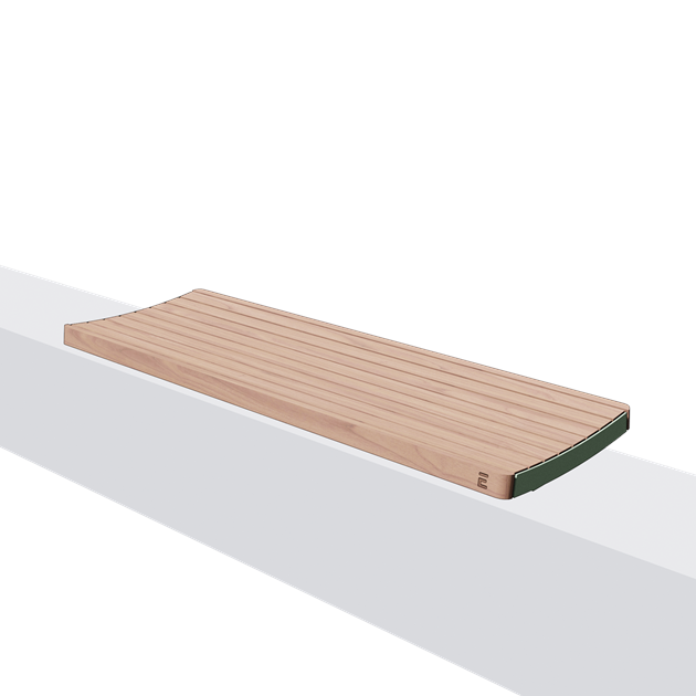 Wandbank zonder rugleuning in hout en staal (1,8 m)