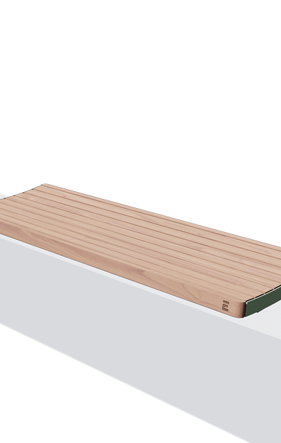 Wandbank zonder rugleuning in hout en staal (1,8 m)
