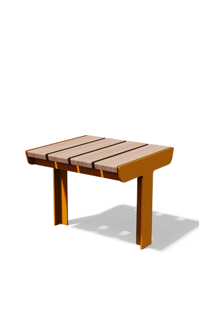 Kruk in hout en staal (0,6 m, centrale steunen)