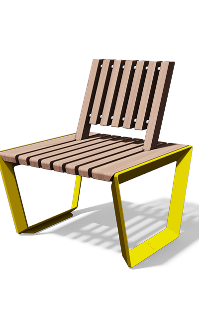 Fauteuil in hout en gietijzer (0,7 m, dwarse latten)