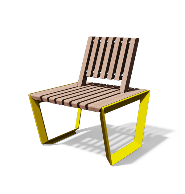 Fauteuil in hout en gietijzer (0,7 m, dwarse latten)