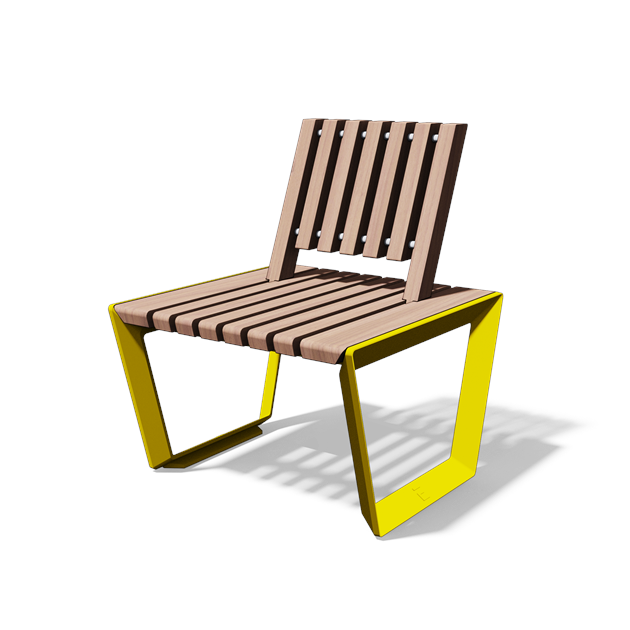 Fauteuil in hout en gietijzer (0,7 m, dwarse latten)