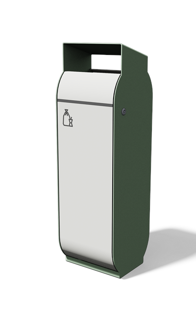 Afvalbak met schuine regenkap in staal (37 l)