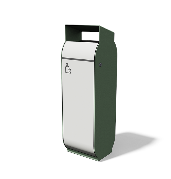 Afvalbak met schuine regenkap in staal (37 l)