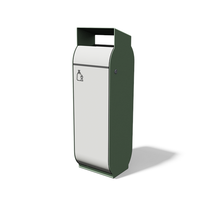 Afvalbak met schuine regenkap in staal (37 l)