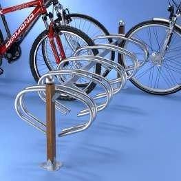 Fietsenrek in staal en hout