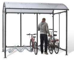 Koepelvormige fietsoverkapping