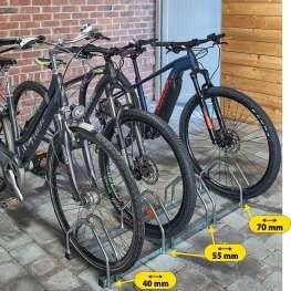 Fietsenrek voor 4 fietsen met 3 bandbreedtes