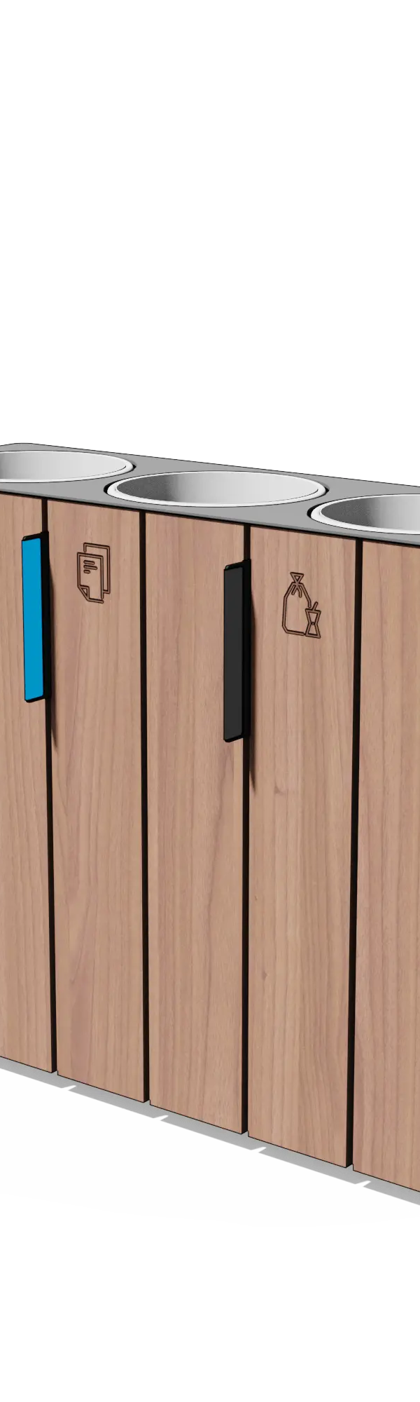 Afvalbak gescheiden inzameling 3×38 l (hout)