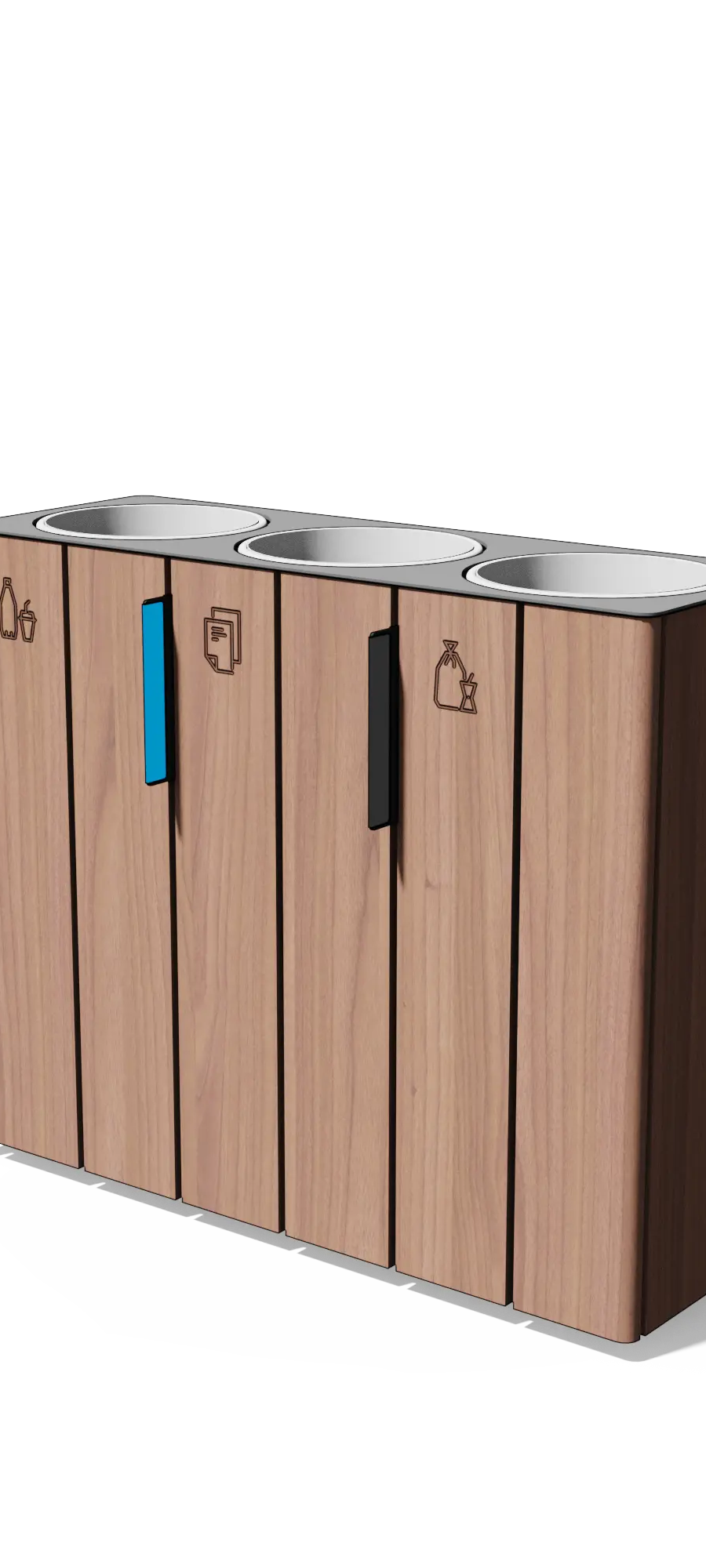 Afvalbak gescheiden inzameling 3×38 l (hout)