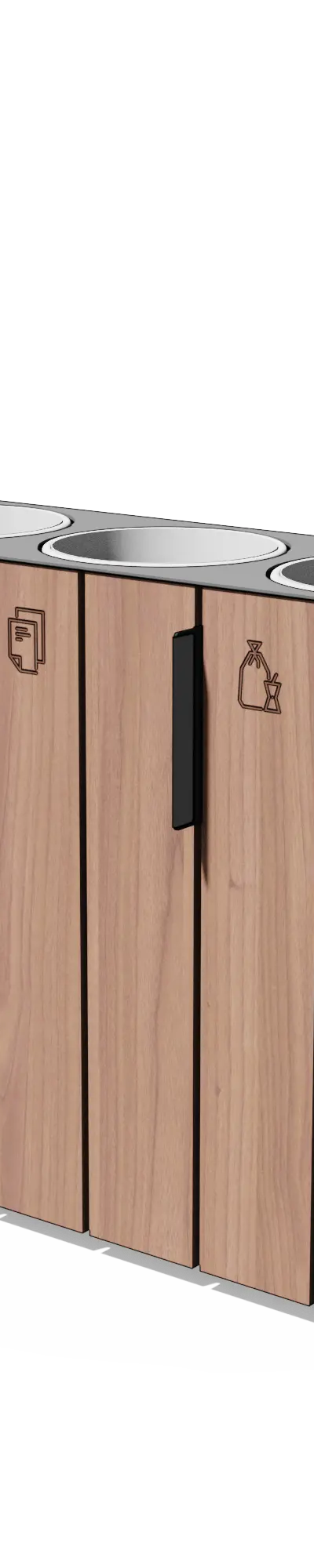 Afvalbak gescheiden inzameling 3×38 l (hout)