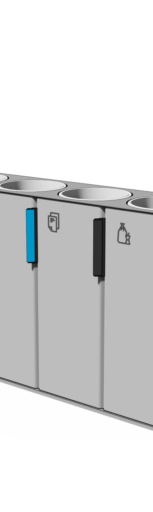 Afvalbak gescheiden inzameling 4×38 l (plaatstaal)