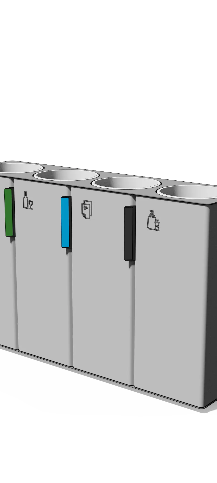 Afvalbak gescheiden inzameling 4×38 l (plaatstaal)