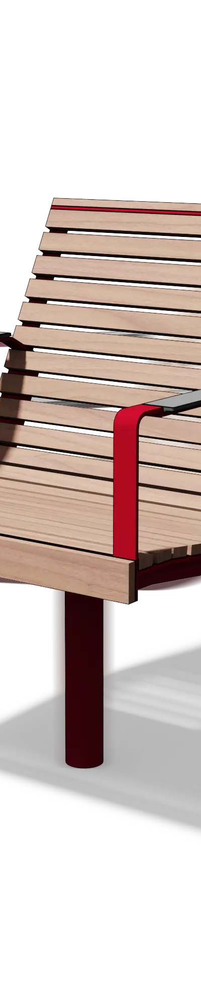 Draaifauteuil in hout en staal met HPL-armleuningen