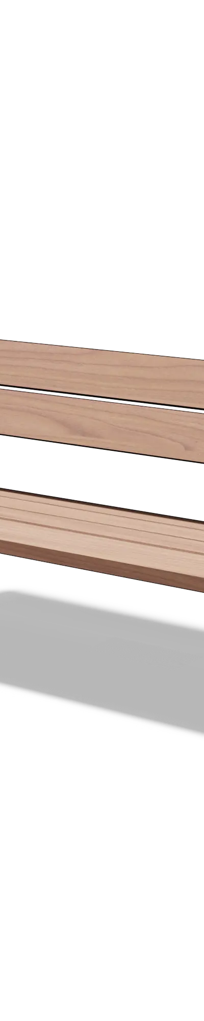 Driezitbank in hout en staal met rugleuning (1,8 m, planken in thermo-es)