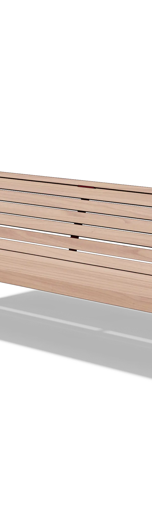 Driezitbank in hout en staal met rugleuning en armleuningen (1,8 m, latten)