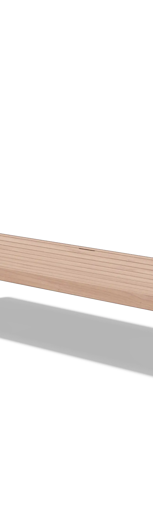 Driezitbank in hout en staal zonder rugleuning (1,8 m, latten)