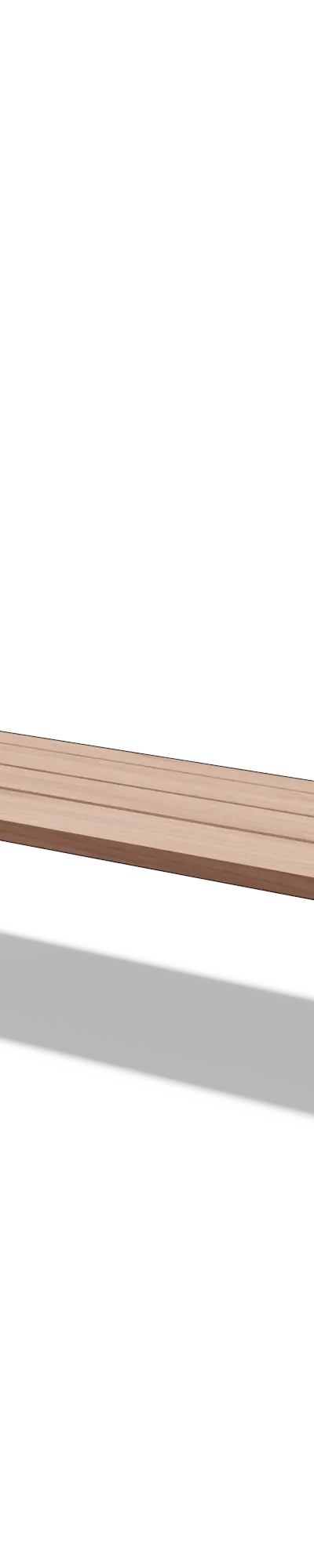Driezitbank in hout en staal zonder rugleuning (1,8 m, latten, verzwaard frame)