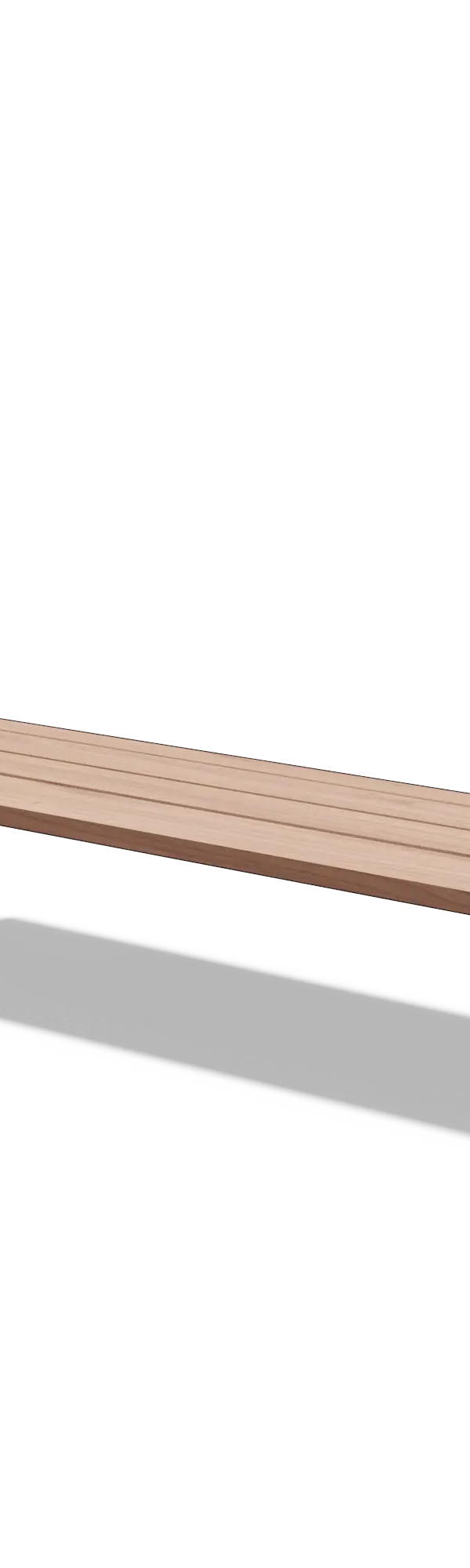 Driezitbank in hout en staal zonder rugleuning (1,8 m, latten, verzwaard frame)