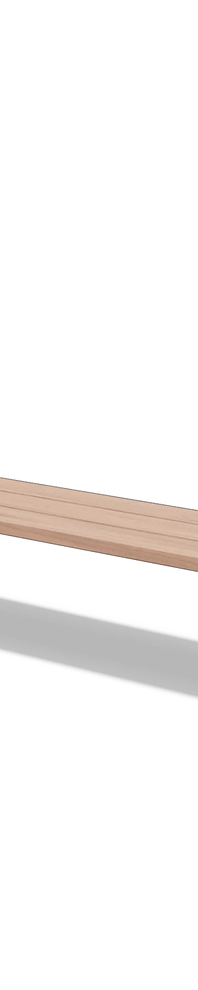 Driezitbank in hout en staal zonder rugleuning (1,8 m, planken in grenen)