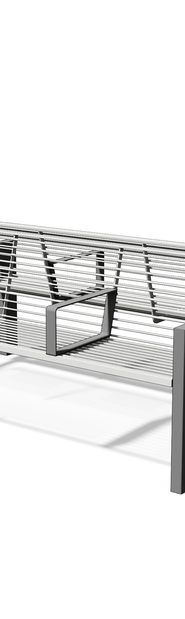 Dubbelzijdige stalen zitbank met rugleuning en armleuningen (1,85 m, gelaste armleuning)