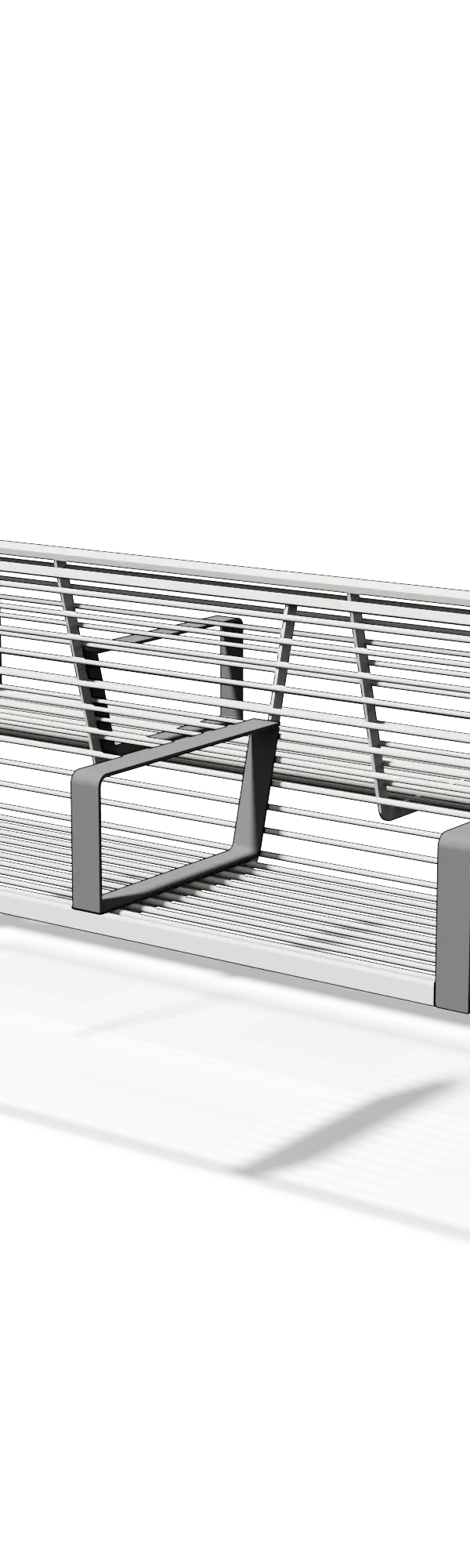 Dubbelzijdige stalen zitbank met rugleuning en armleuningen (1,85 m, geschroefde armleuning)