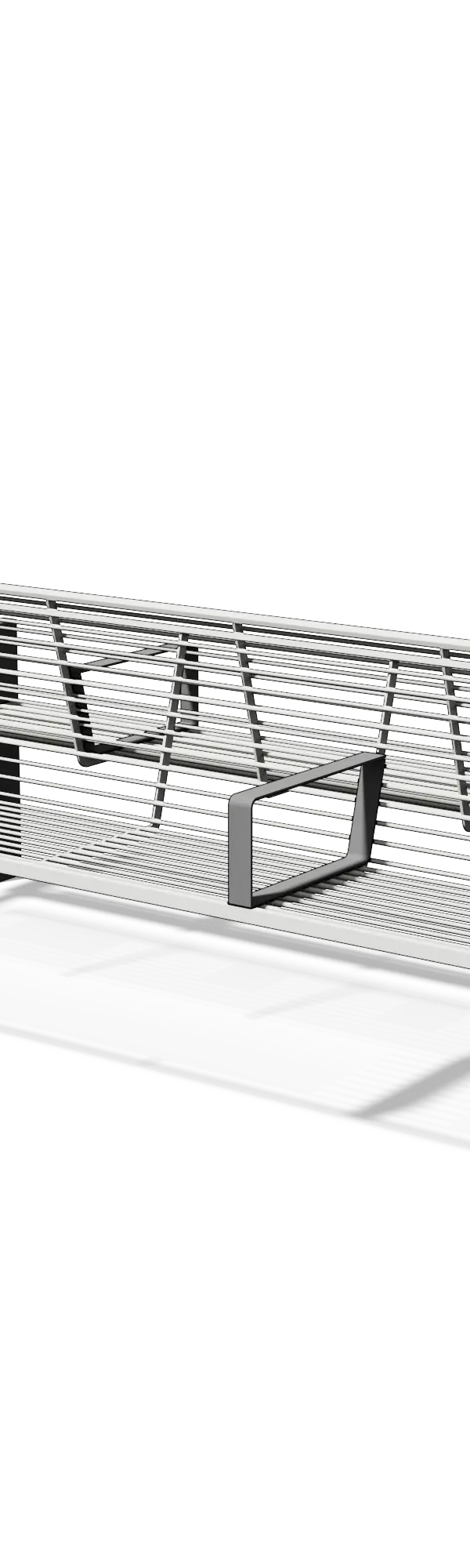 Dubbelzijdige stalen zitbank met rugleuning en armleuningen (2,15 m)