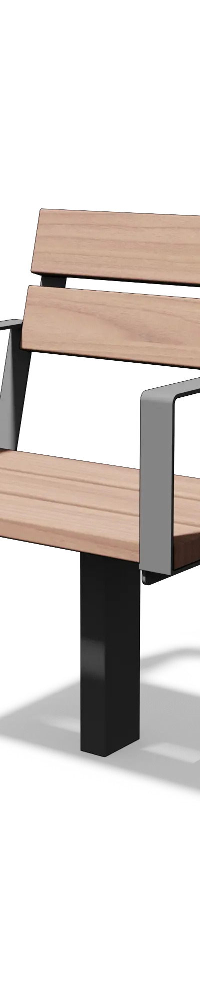 Fauteuil in hout en staal met armleuningen (0,65 m)