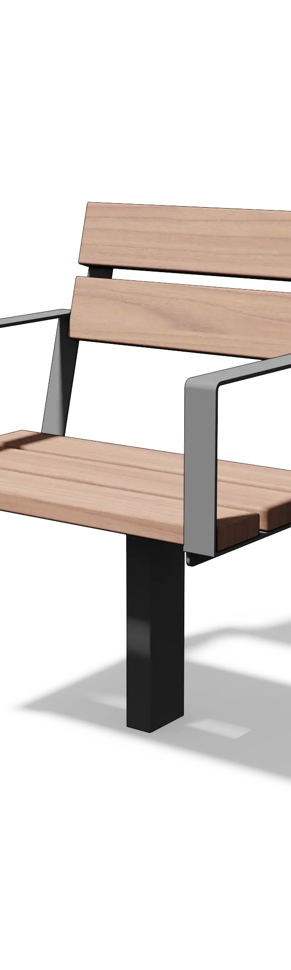 Fauteuil in hout en staal met armleuningen (0,65 m)