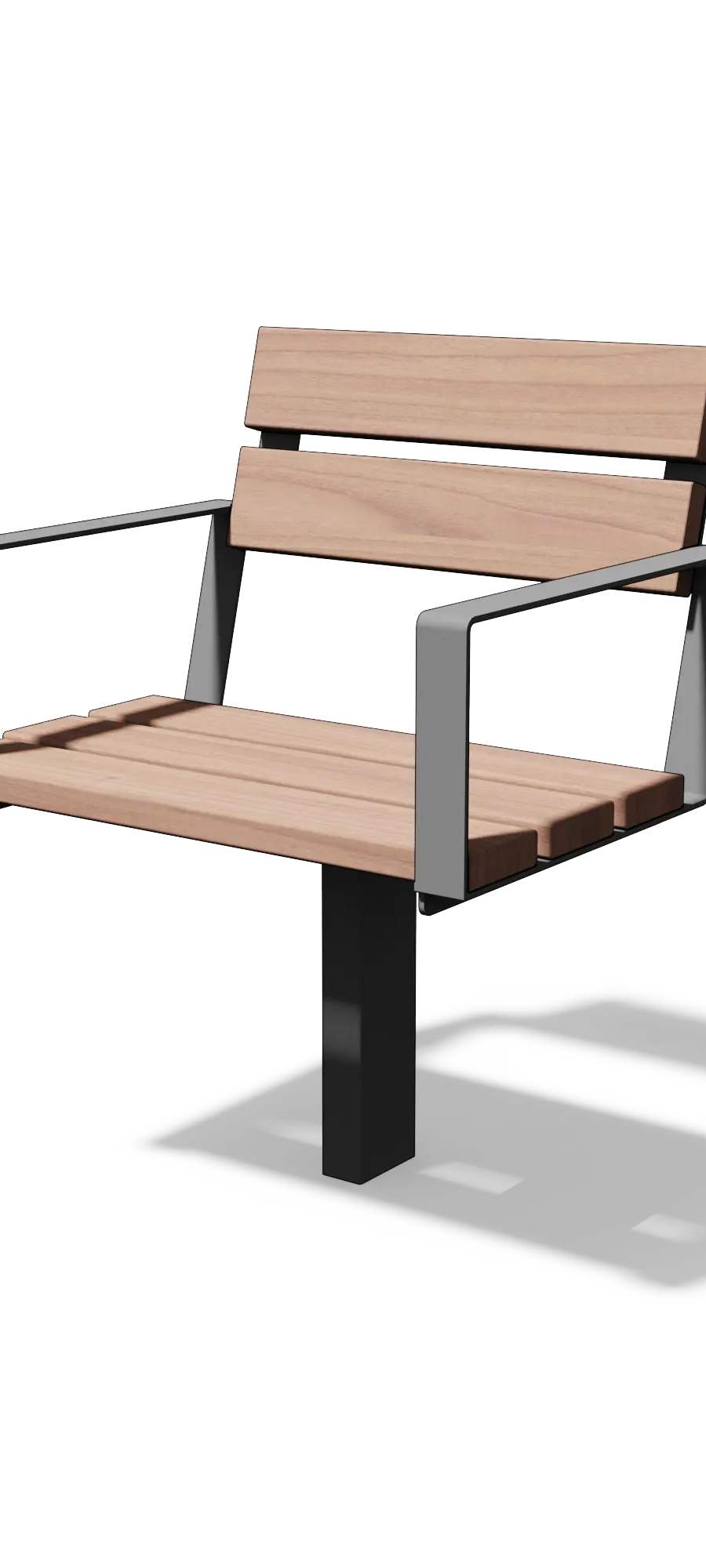 Fauteuil en bois et acier avec accoudoirs (0,65 m)