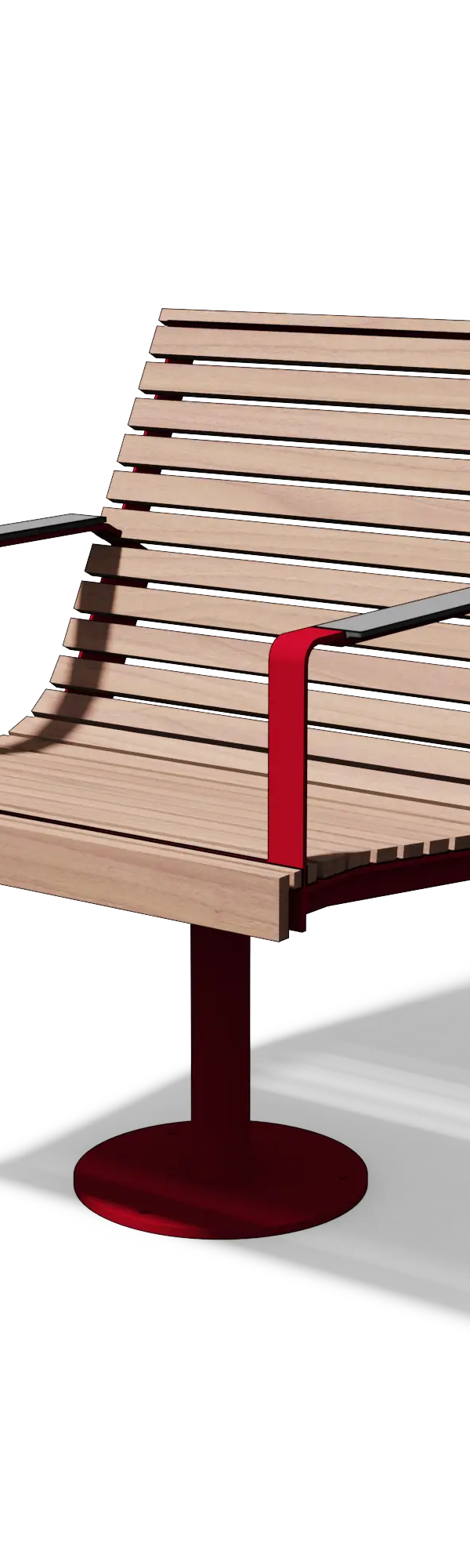 Fauteuil in hout en staal met HPL-armleuningen (E)