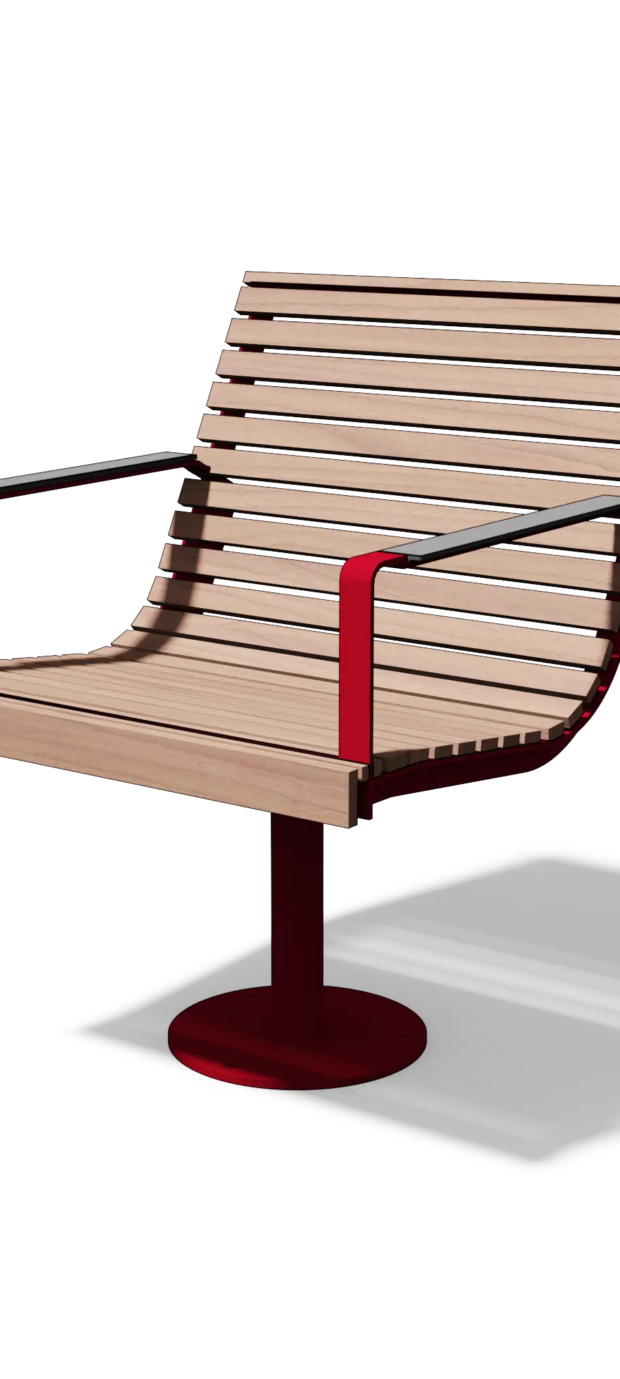 Fauteuil in hout en staal met HPL-armleuningen (E)