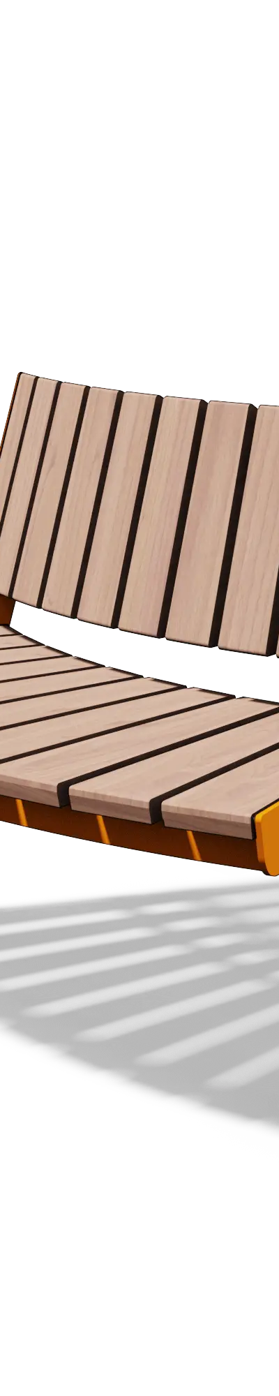 Gebogen zitbank in hout en staal met rugleuning (modulair, R1000)