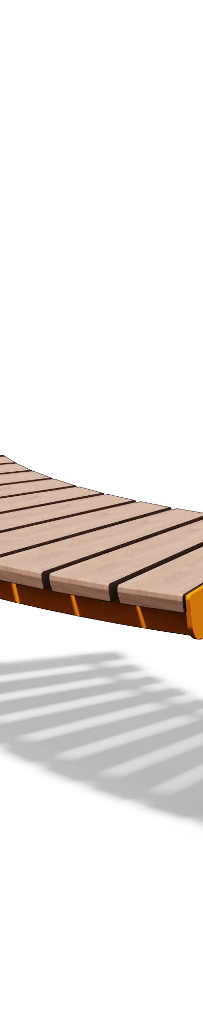 Gebogen zitbank in hout en staal zonder rugleuning (modulair, R1000)