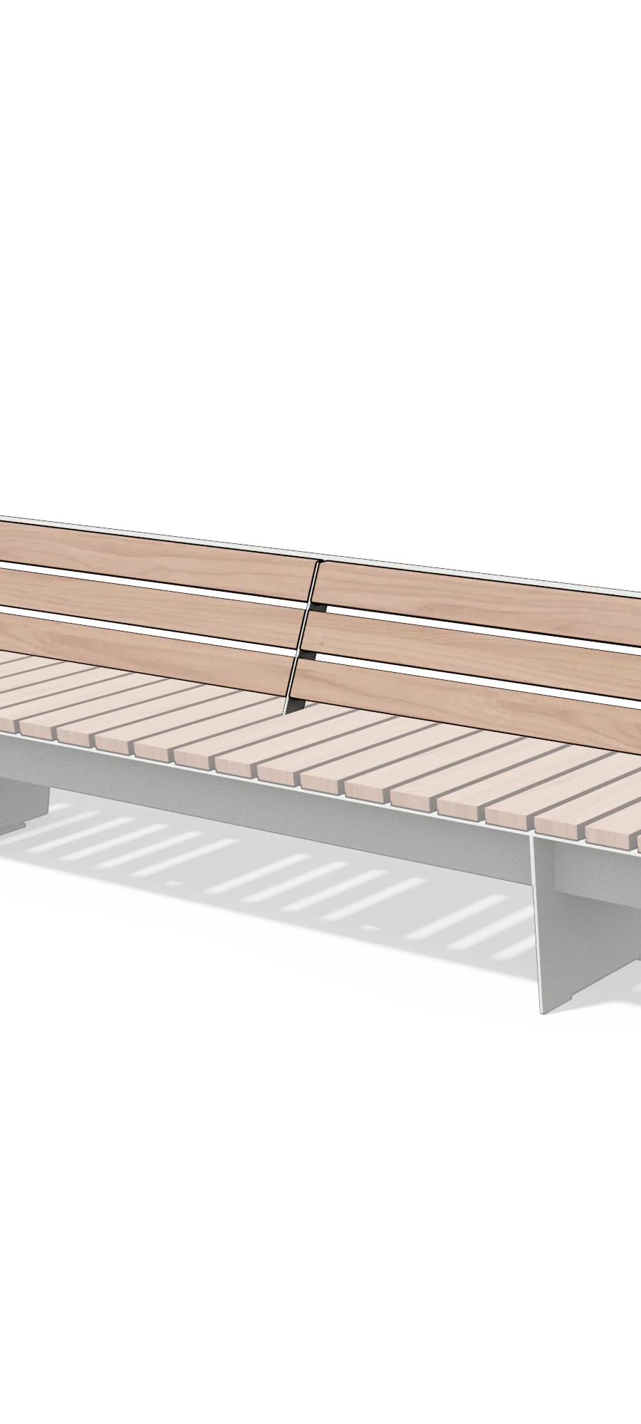 Lange rugleuning in hout en staal (accessoire, 2,4 m)