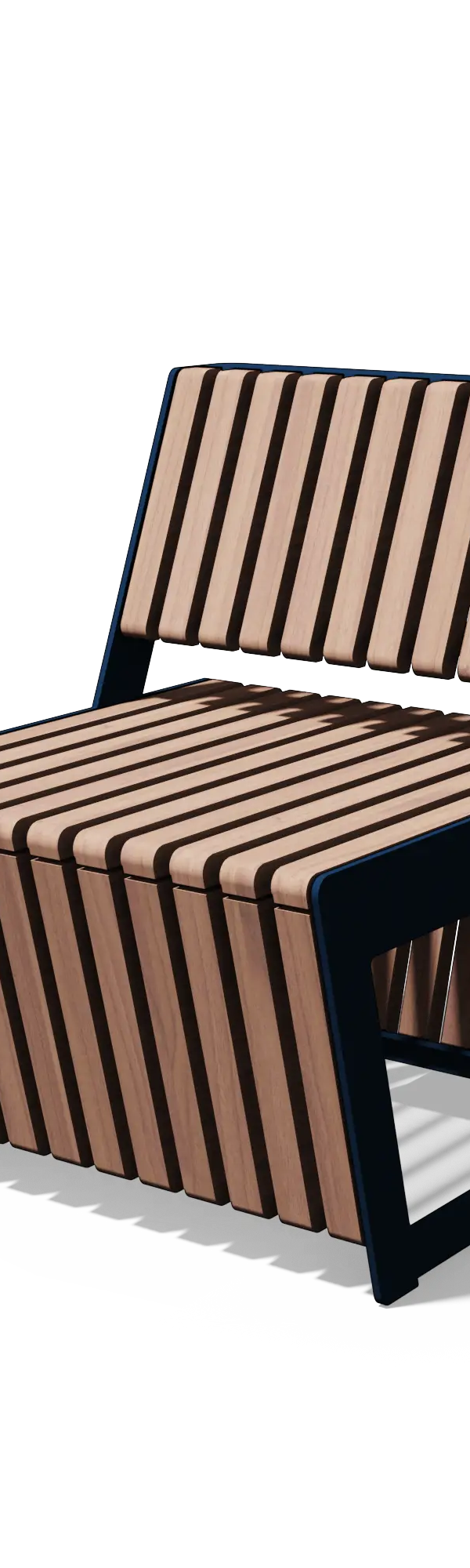 Modulaire stoel in hout en staal (0,6 m)