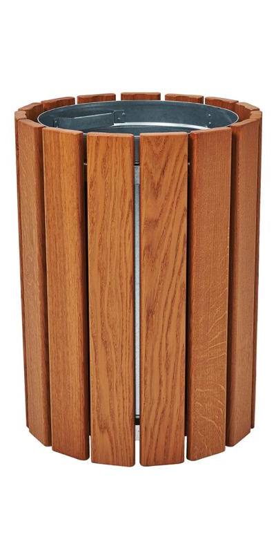 Ronde afvalbak 60 l (houten lamellen)