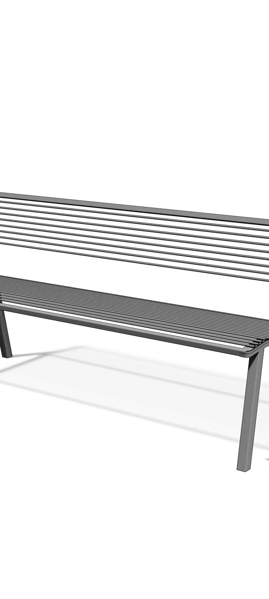 Stalen driezitbank met rugleuning (1,8 m)