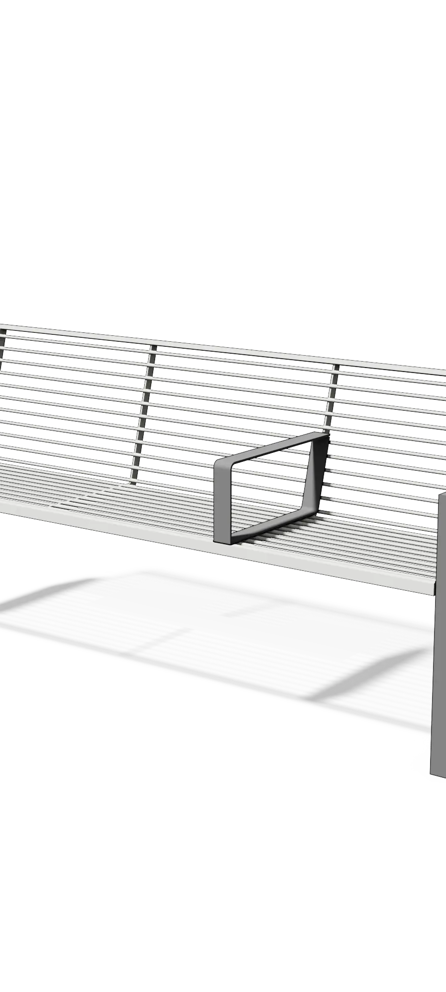 Stalen zitbank met rugleuning en armleuningen (1,85 m)