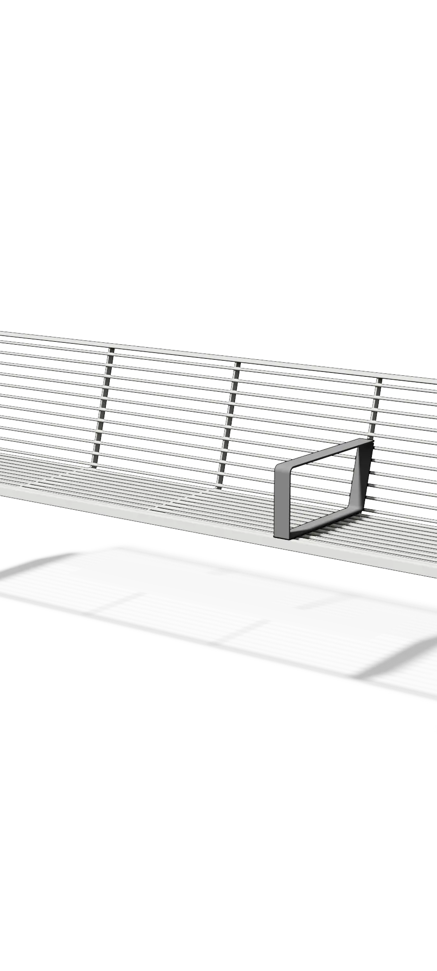 Stalen zitbank met rugleuning en armleuningen (2,15 m)