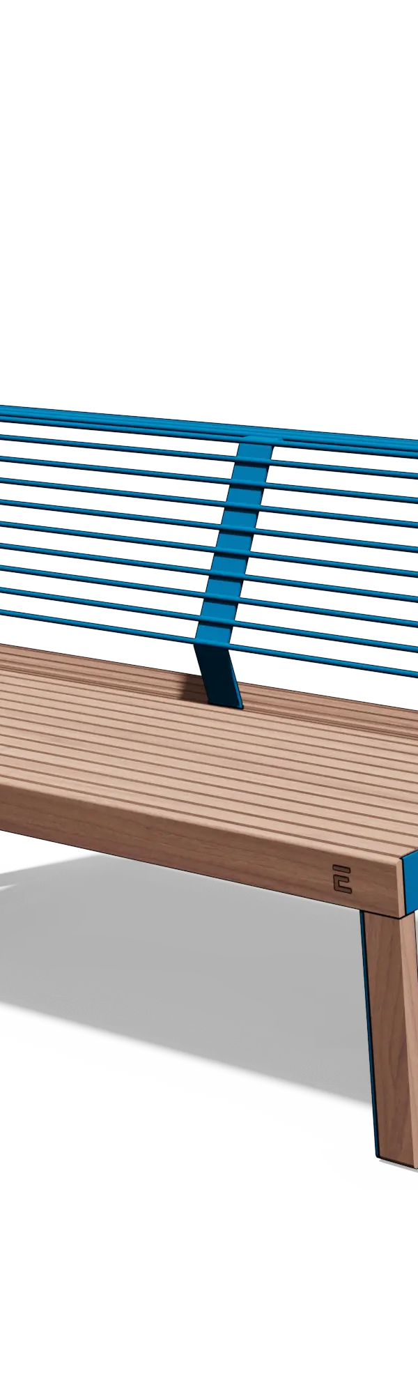 Tweezitbank in hout en staal met rugleuning (compact)