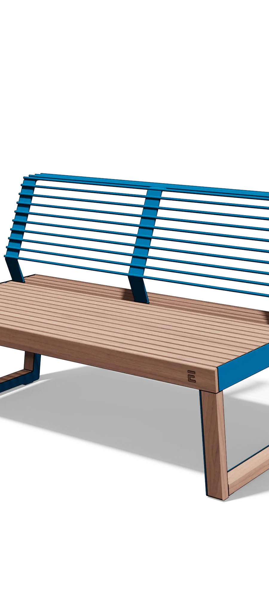 Tweezitbank in hout en staal met rugleuning (compact)