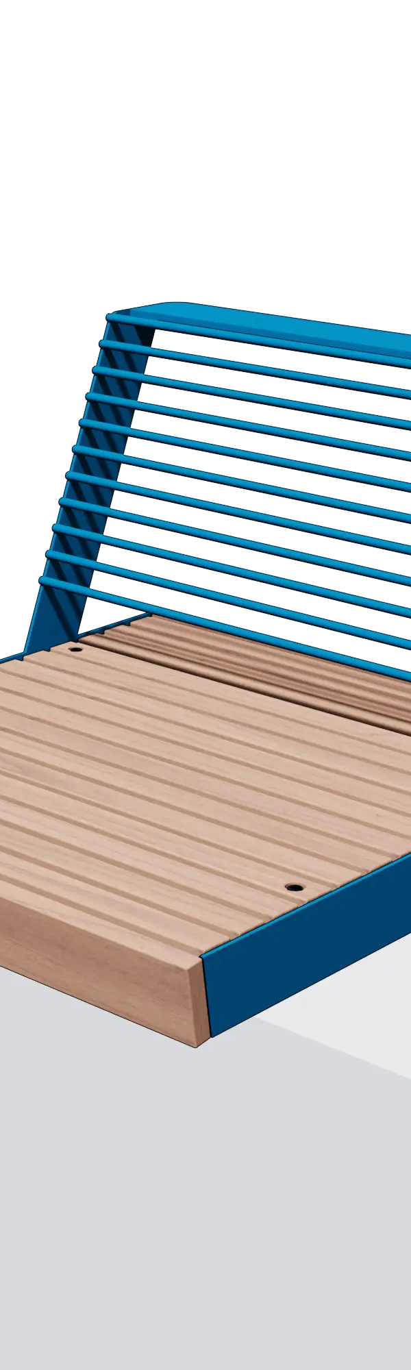 Wandbank in hout en staal met rugleuning (0,6 m)