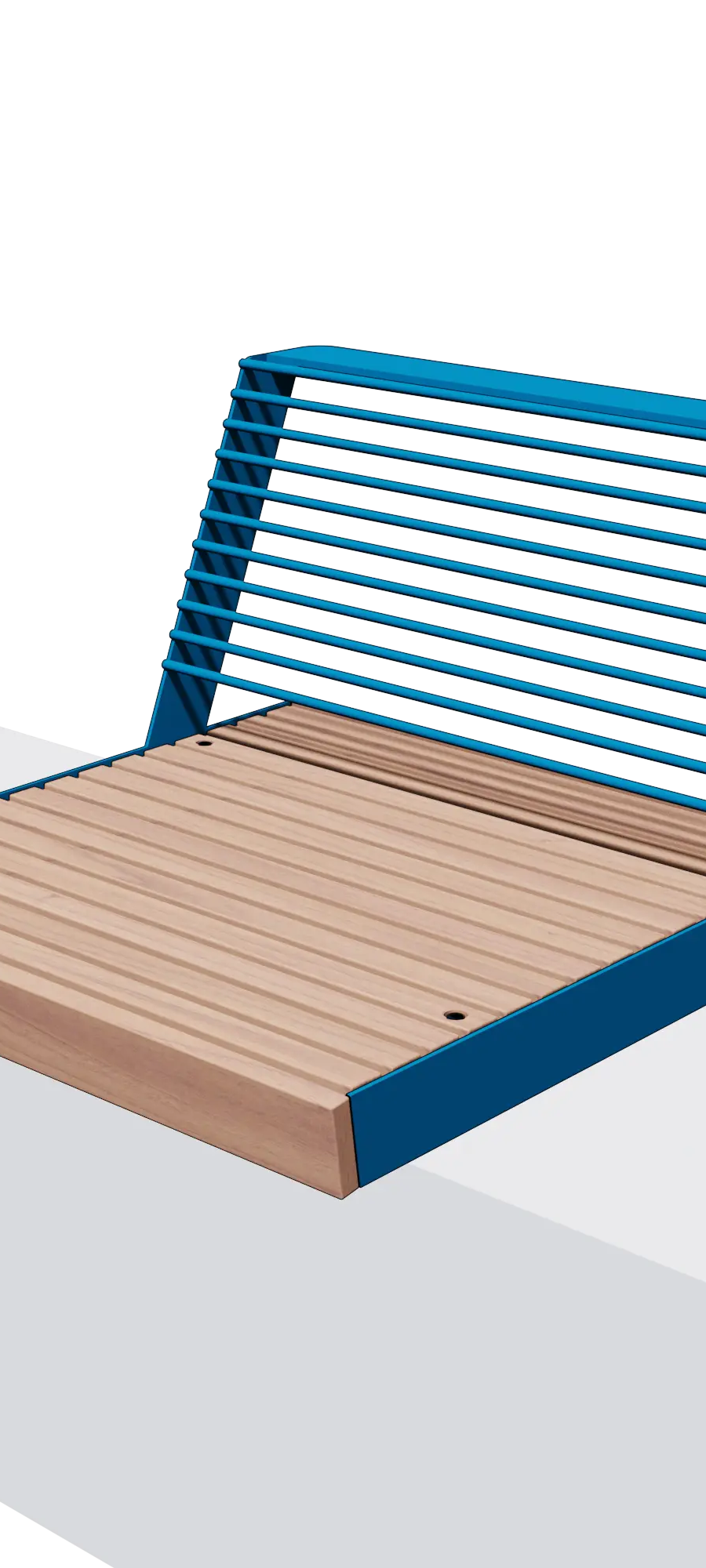 Wandbank in hout en staal met rugleuning (0,6 m)