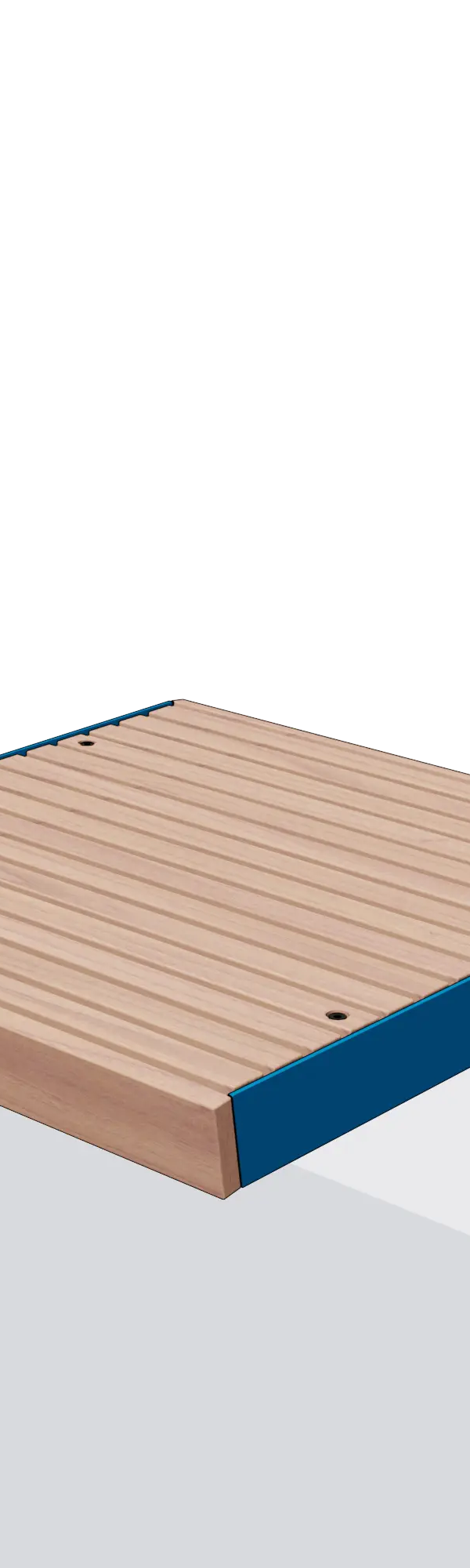 Wandzit in hout en staal zonder rugleuning (0,6 m)