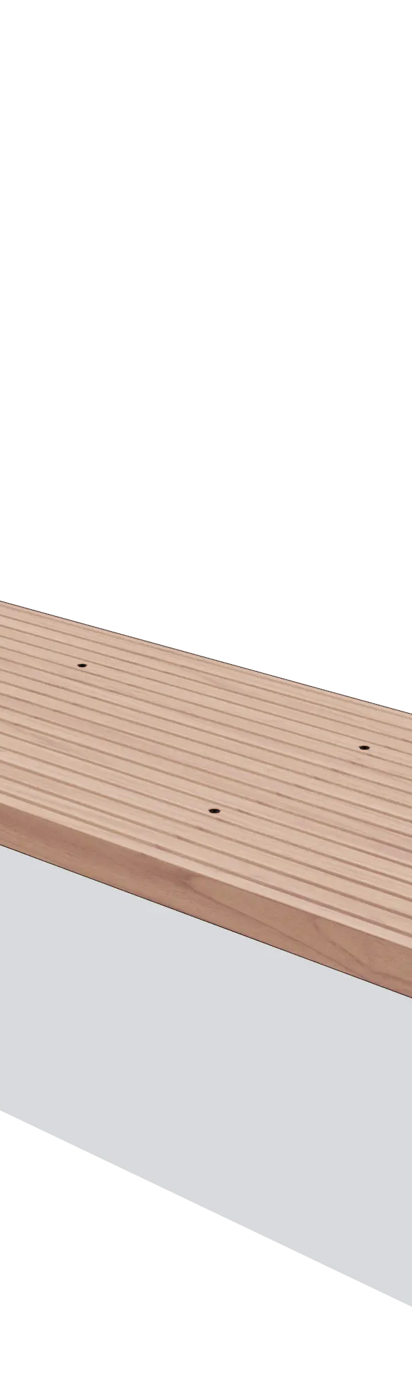 Wandzit in hout en staal zonder rugleuning (1,8 m)