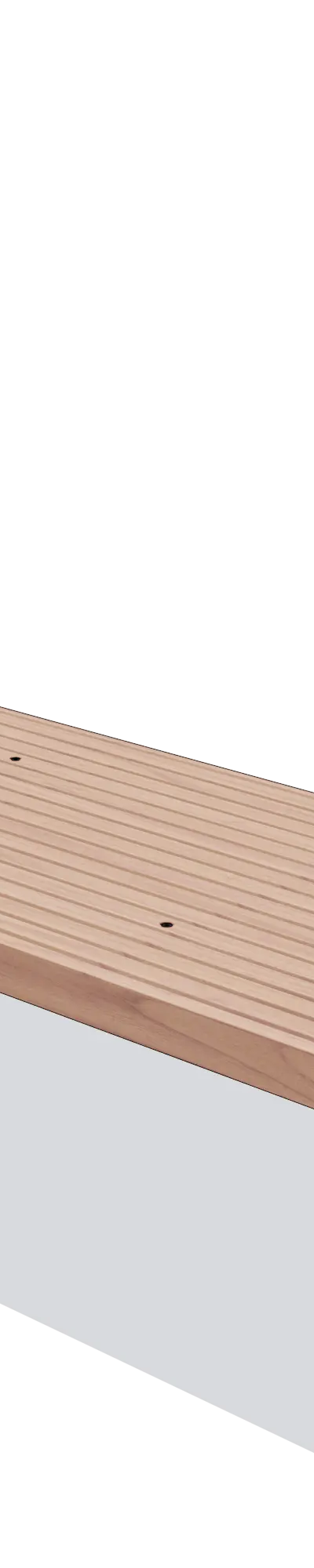 Wandzit in hout en staal zonder rugleuning (1,8 m)