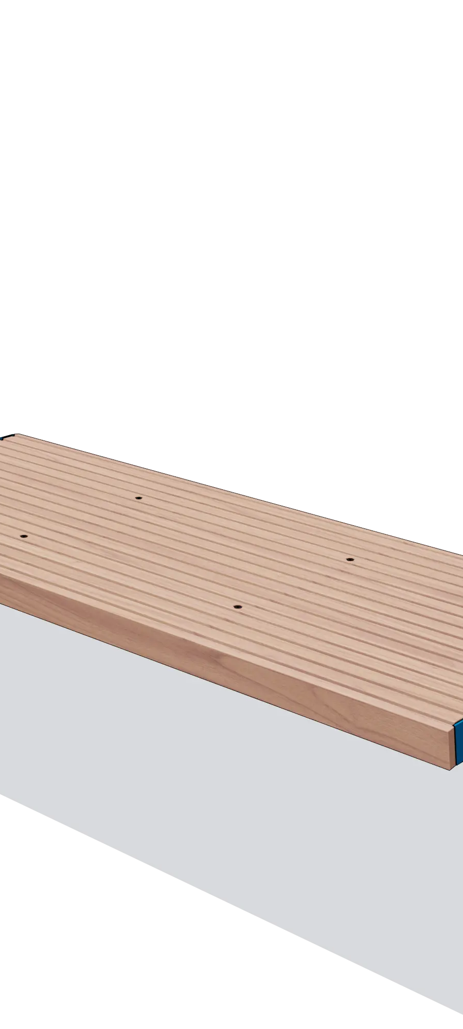 Assise murale en bois et acier sans dossier (1,8 m)